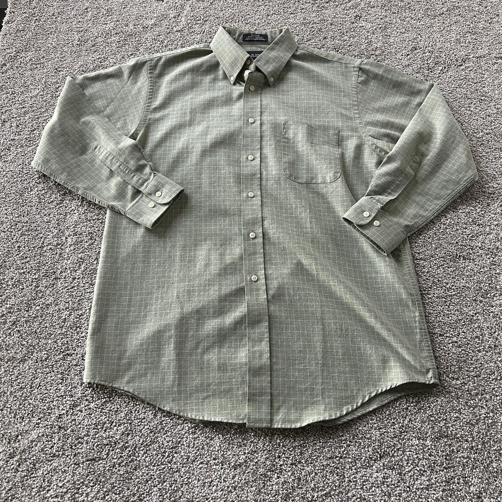 Croft & Barrow Dress Shirt Mens 16 32/33 Green Classic Fit Wrinkle Resistant